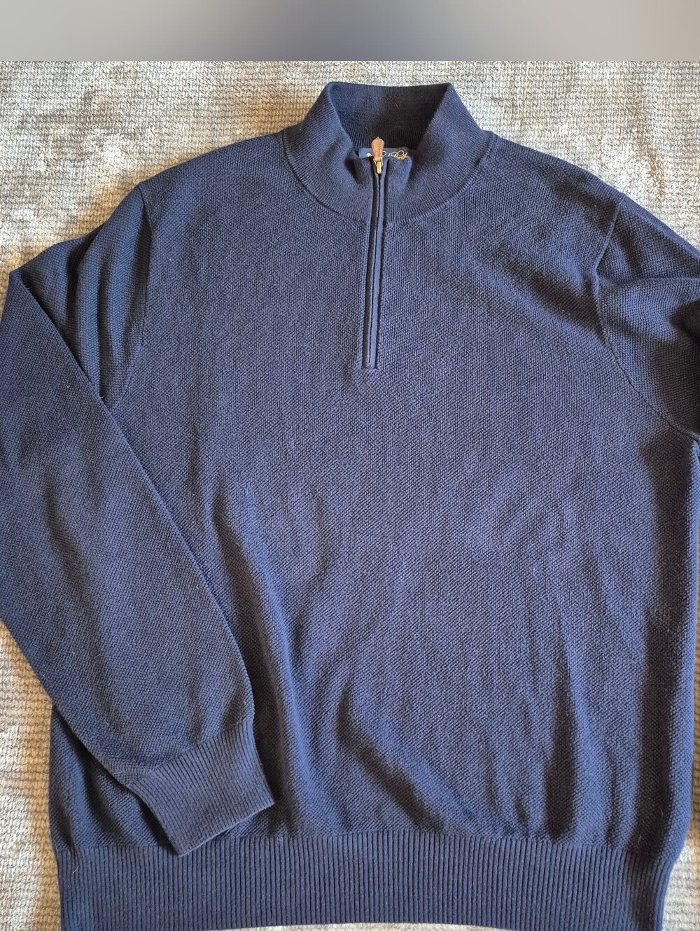 Brooks Brothers 1/4 Zip Cotton Cashmere Mens Sweater,  Sz XL Waffle Knit Preppy,